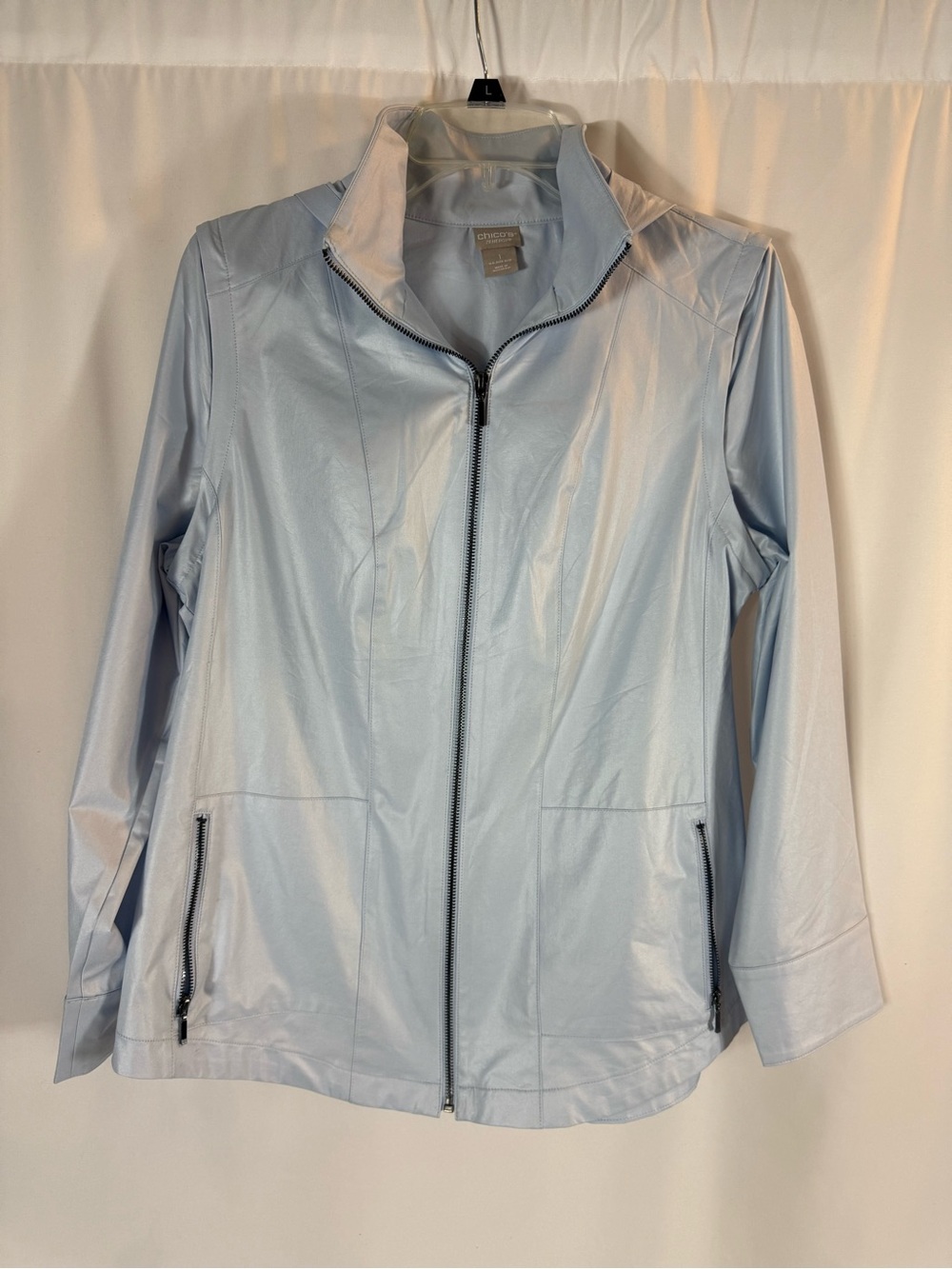 Chico's Zenergy Pale Blue Zip Utility Jacket Chicos size:1 US size:8/10